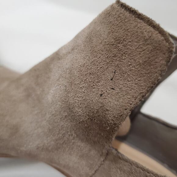 Steve Madden | Nello Taupe Suede Leather Peep Toe Heeled Booties - Picture 10 of 11